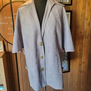 Vintage Marjone 1970s Turn Lock Jacket in Grey Ultra Suede Sz Lg